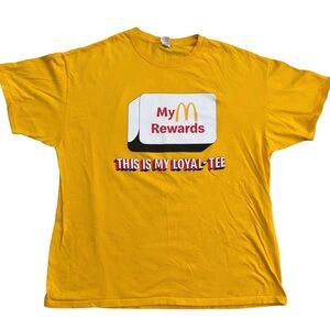 Vintage McDonalds Loyalty T-Shirt Men's Size Large Short Sleeve Mustard Yellow